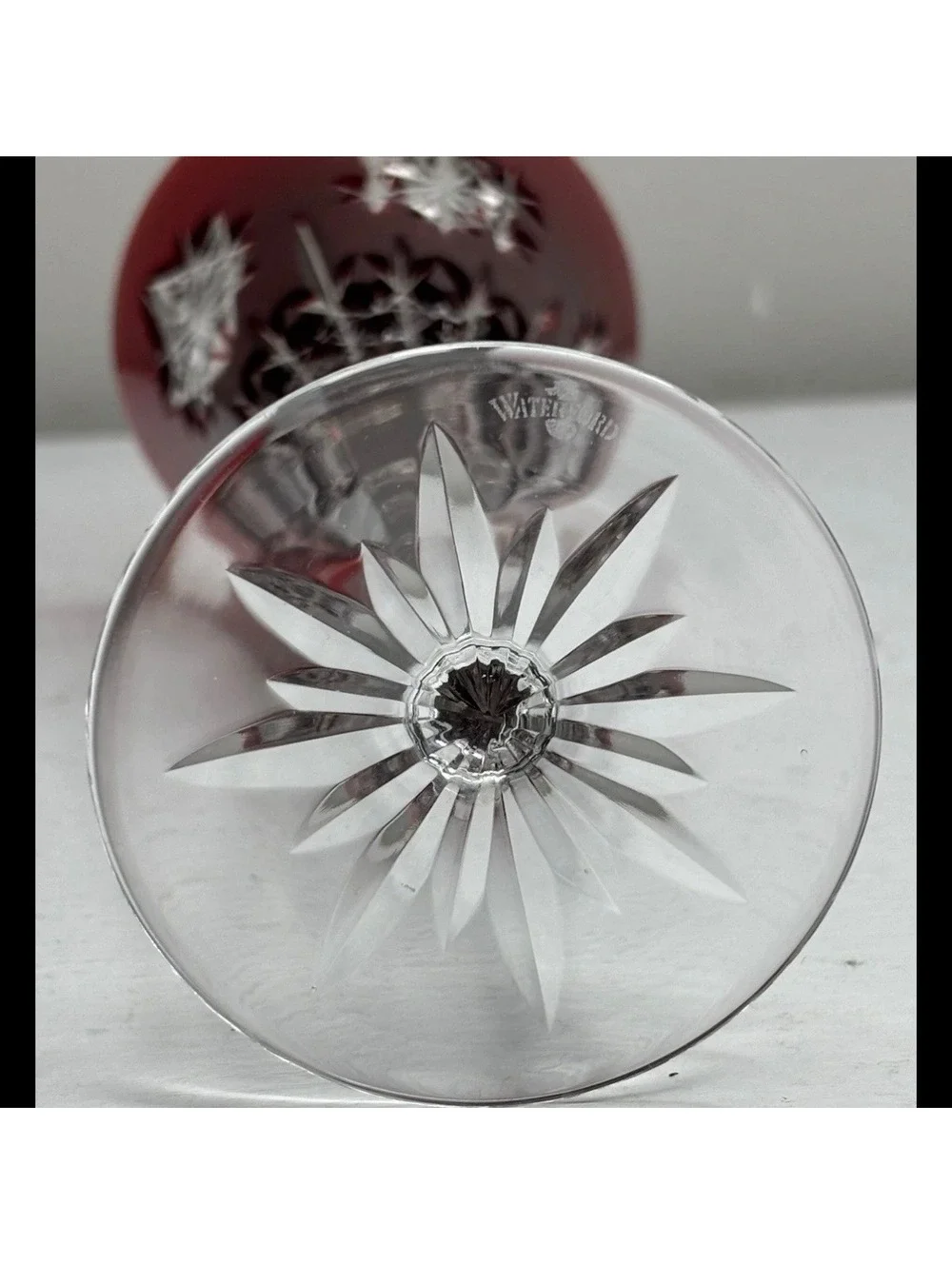 Waterford Snow Crystal Red Fluted Champagne Glass
